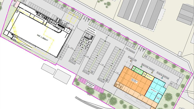 Zukunftsvision für Lidl in Tinnum: Der Plan zeigt die Ideen für die künftige Gestaltung des Standorts mit neuem Lidl-Markt, zusätzlichen Flächen für weitere Anbieter sowie einer Neuordnung der Stellplätze.